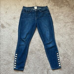 L'AGENCE Piper High-Rise Skinny jeans with button hem detail